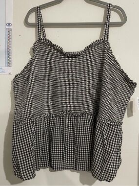 OLD NAVY Black & White Gingham Smocked Tank Top Blouse Size 4X